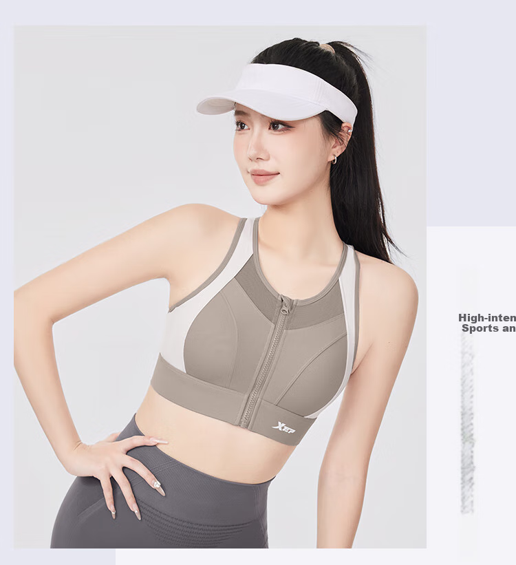 XTEP Women's Sports Bra, Summer Front Zipper Shock-Absorbing High-Strength Bra, Chest Binding Bra, Running Yoga Vest 4