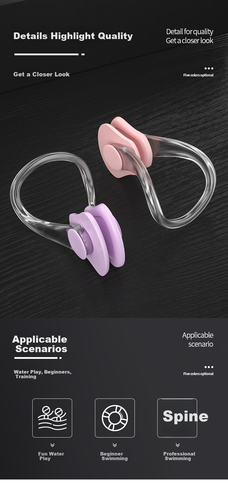 WATERTIME / Shuichuan Swimming Nose Clip, Waterproof Professional Adult And Children's Comfortable Non-Slip Anti-Choking Swimming Gear 6
