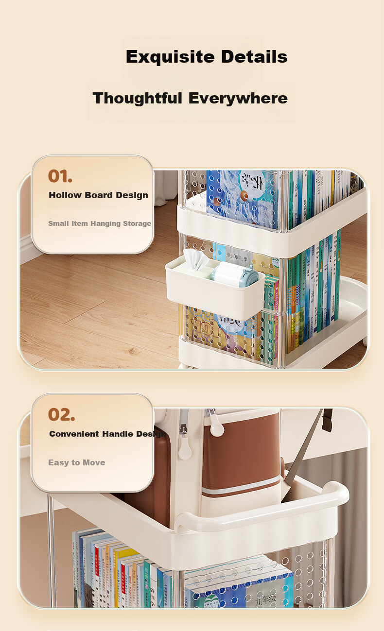 Anerya Movable Desk Organizer, Under-Desk Storage Rack, Small Cart for Students' Books And Bags, Office Bag Storage Shelf 12