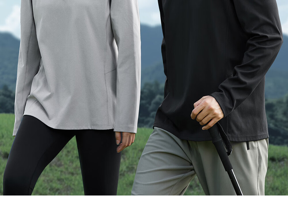 HERDE PEOPLE Muxuangzhe Autumn Half-Open Collar Long Sleeve T-Shirt Unisex Couple 10A Antibacterial Sports Moisture-Wicking Knitwear Moonlight Gray XL 5