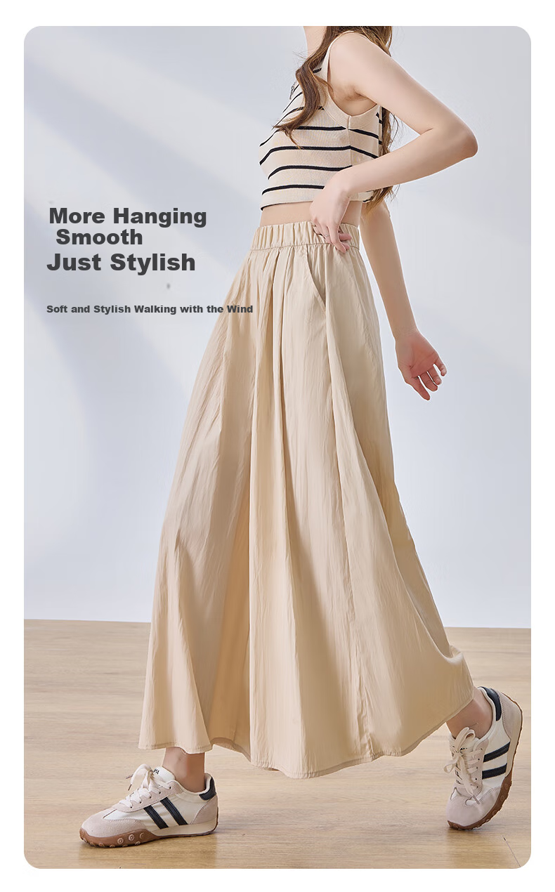 LangSha High-Waisted Yamamoto Skirt Pants for Women, Summer Lightweight Flowy Slimming A-Line Skirt Shorts, Loose Wide-Leg Pants for Petite Figures 3