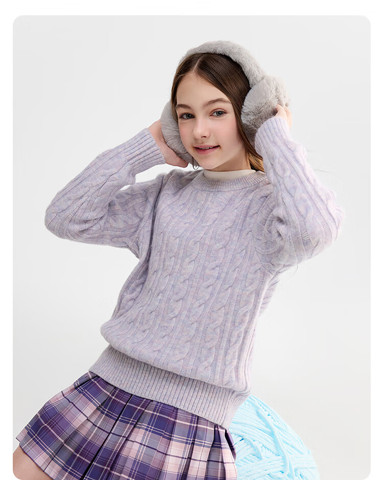 Balabala BalaOne Kids Sweater Boys Girls 2025 Winter Cable Knit Pullover 208425103211 3