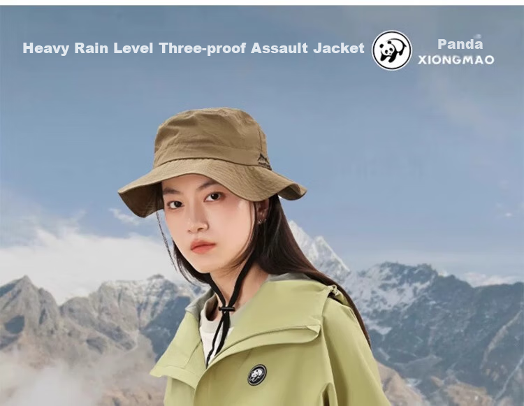 CAMEL Panda Outdoor Single-Layer Waterproof Jacket for Men And Women, Hard Shell Color Block Coat A34BA46169 Lime Green S 4