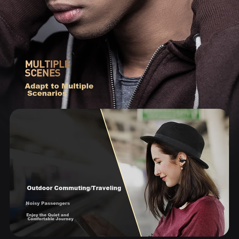 Aigo Bluetooth Headphones, Bone Conduction Concept Air Conduction Ear Clip Open-Style Non-In Sports Calling Headphones, Compatible with Xiaomi And Other Phones, Tablets, Computers, Universal TX02 Black 16