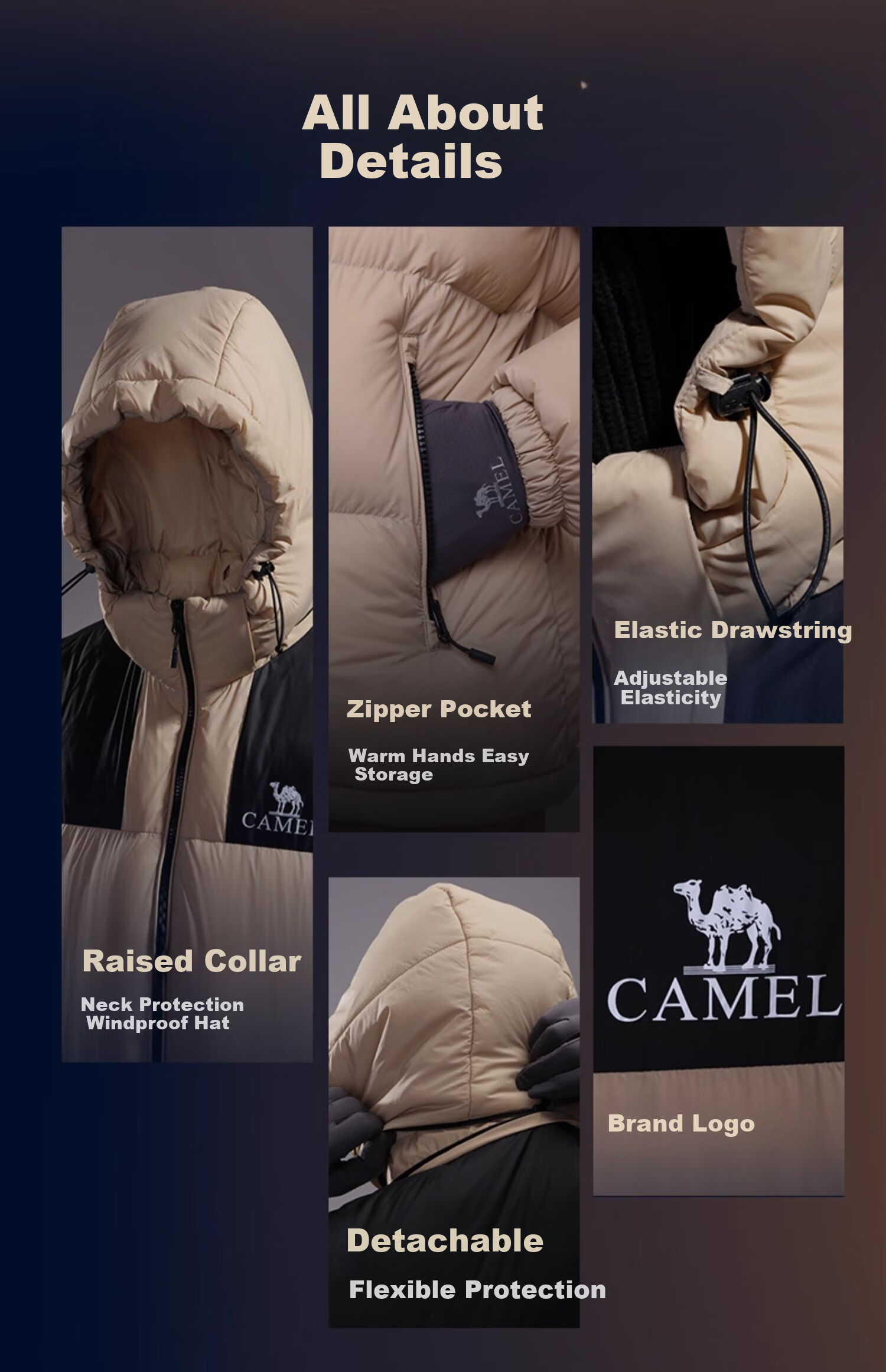 Luotuo (CAMEL) [Xiaotaiyang Graphene] Autumn And Winter Outdoor down Jacket for Men And Women, Thickened Warm Puffer Coat 24