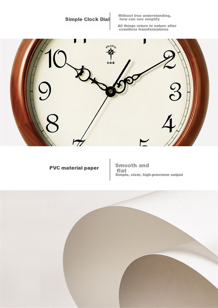 POLARIS European-Style Solid Wood Wall Clock, Living Room Fashionable Creative Timepiece, Simple Hanging Clock Decoration, Quartz Clock, 38cm 6