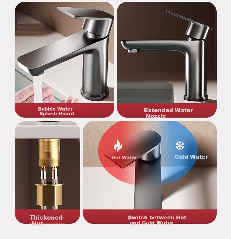 WUZORY [Germany] Washbasin Faucet, Hot And Cold Water Two-In Bathroom Sink, Face Basin, Washbasin Faucet 4
