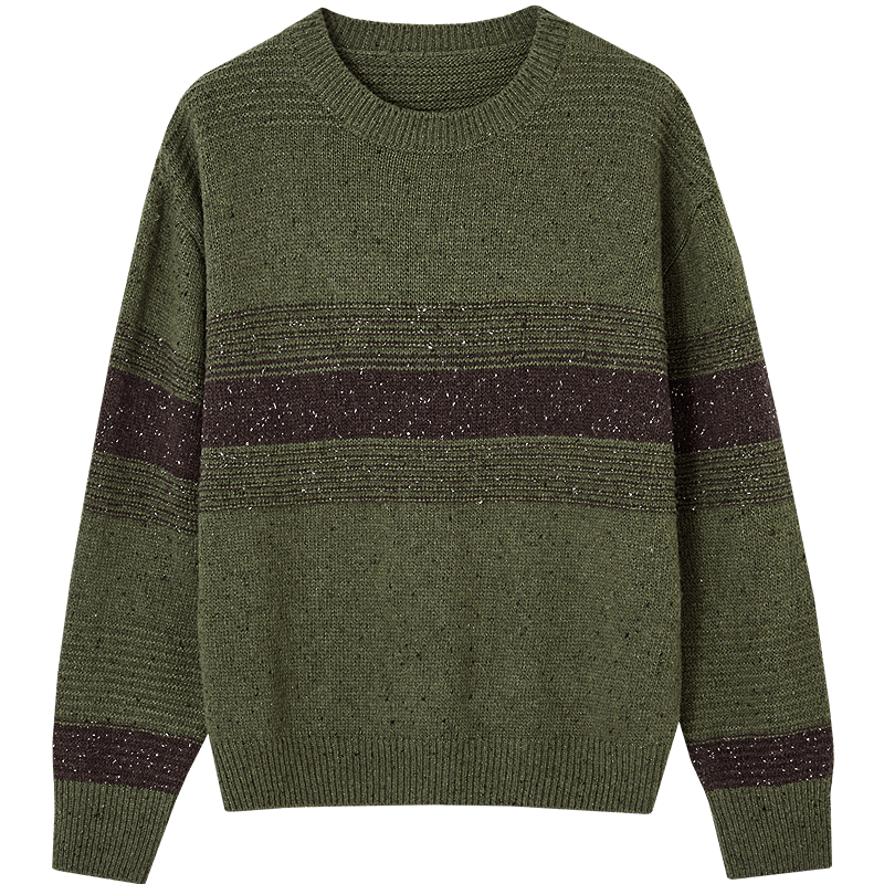 Demana "Twilight Embrace" Winter Wool Blend Vintage Crewneck Colorblock Ribbed Loose Knit Sweater for Women