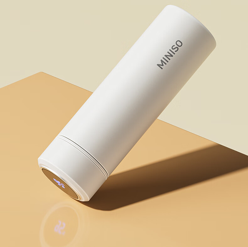 MINISO Large Capacity Insulated Water Bottle for Women High-End Portable Car Student Tea Cup Cloud White 495mL 6