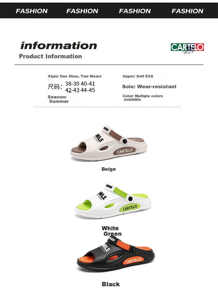 CARTELO Men's Sandals, Summer Breathable, Outdoor Wear, Comfortable Dual-Use Beach Slippers for Me 4