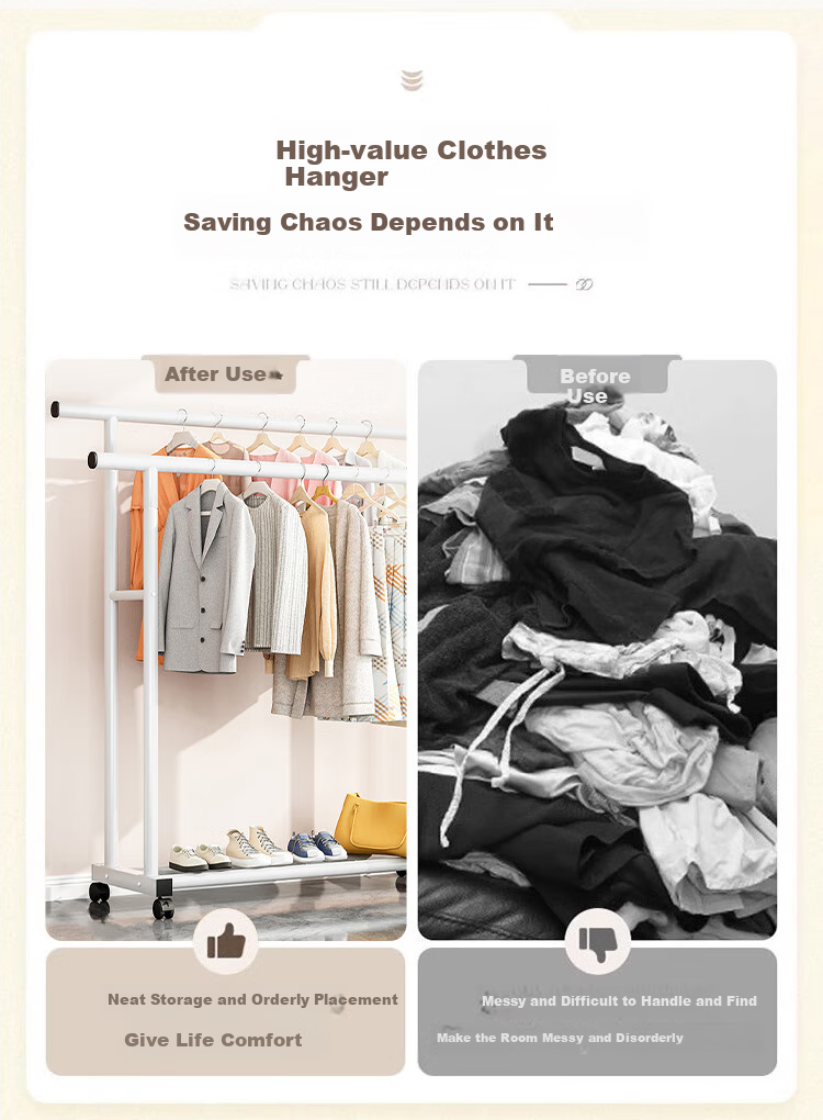 Jingjiayi Floor-Standing Clothes Drying Rack for Balcony, Indoor, Bedroom, Dormitory, Home Use, Simple Shoe And Hat Storage Rack 3