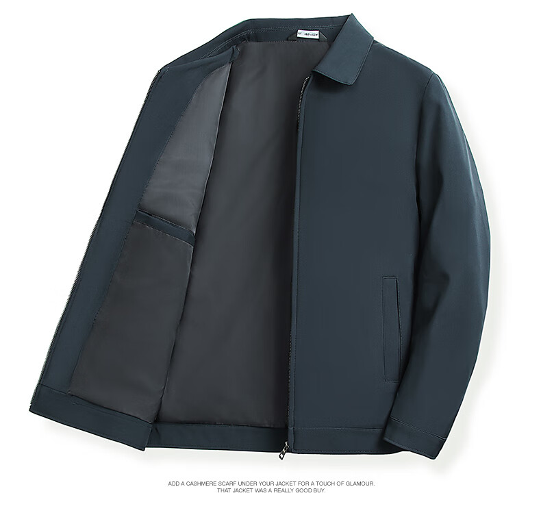 ROMON Men's Spring Autumn Business Casual Collar Executive Jacket MK21 Black 2XL 9