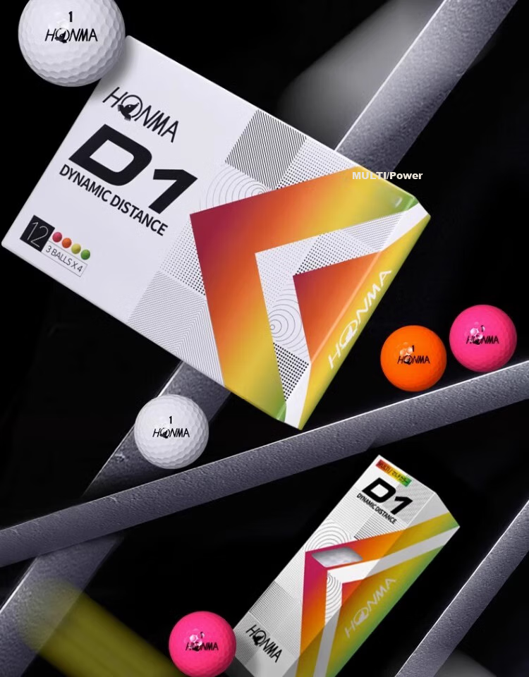 HONMA D1 Golf Ball, Double-Layer Practice Ball, Low Spin, Long Distance, Colorful 2
