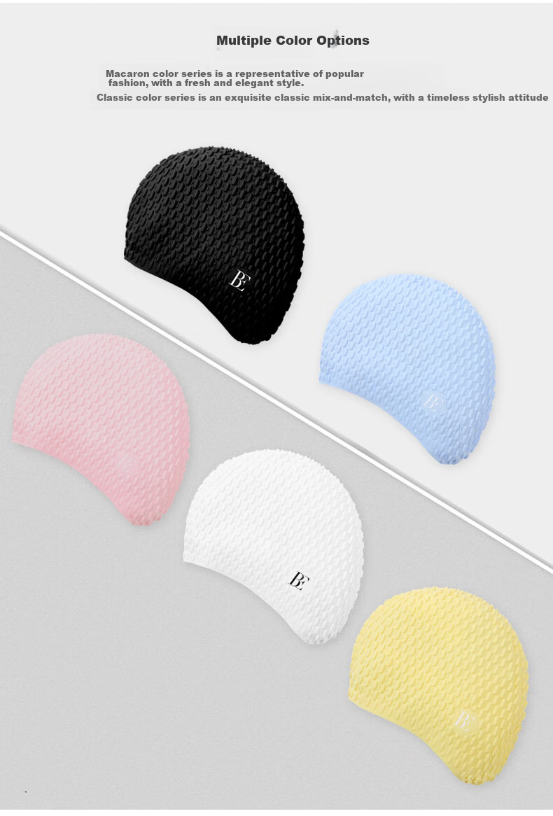 BALNEAIRE High-End Extra-Large Fashionable Bubble Swim Cap, Ultra-Elastic Waterproof Ear Protection, Large Swimming Pool Swim Cap, Ice Cream Pink 4