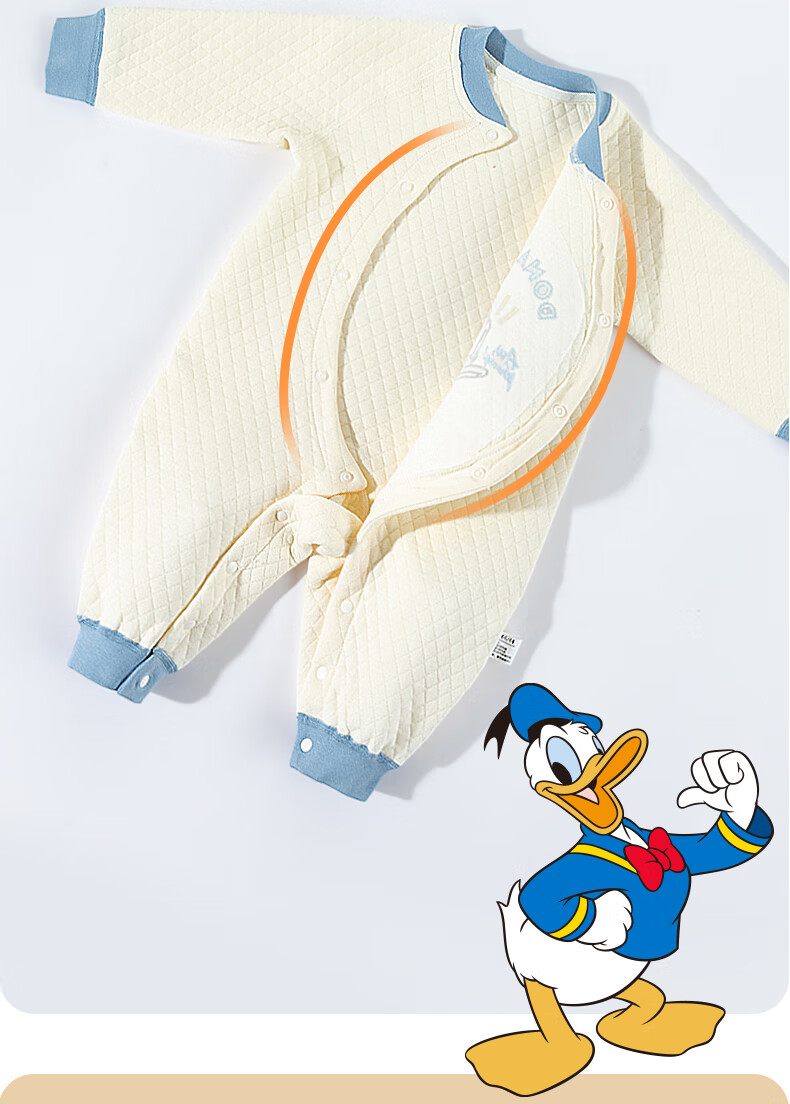 Disney Kids Autumn Winter Newborn Three-Layer Warm Cotton Thermal Home Romper Peach Pink White 017 90cm 3