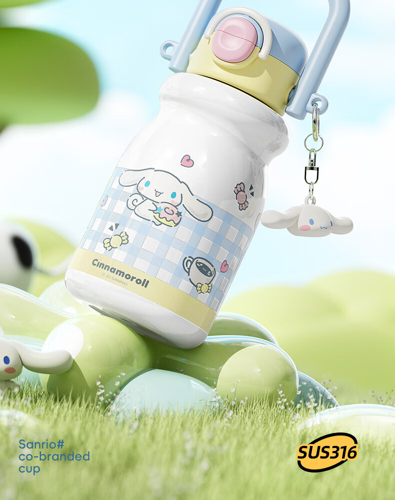 SANRIO Water Bottle, 316 Stainless Steel Insulated Cup, Hot And Cold Cup, 540ML Capacity, Dual-Use Children's Water Bottle, 2556 Kuromi 12