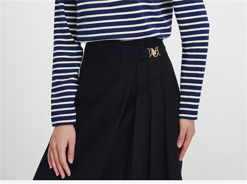 Navy Keller Italy Small Sailboat Women's 2025 New Off-Shoulder Striped Cotton Long Sleeve T-Shirt 2335005502 2