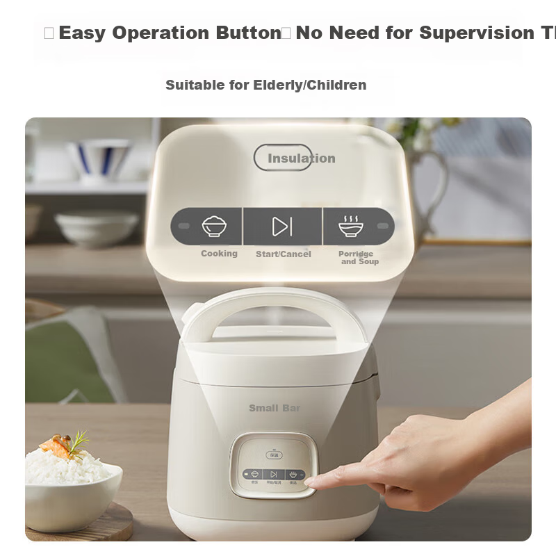 Bear Rice Cooker for 1-2 People, Mini Rice Cooker 1.6L, Home Small Multifunctional Smart Micro Pressure Cooking Pot, Porridge Cooker, Mini Soup Pot, Rice Cooker DFB-R16Q3