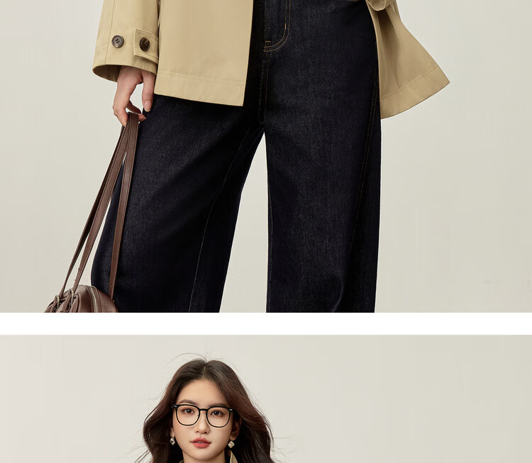 Sentubila British Style Cotton Blend Toggle Coat for Women Autumn Loose Slim Color Block Drop Shoulder Mid-Length Outerwear 9