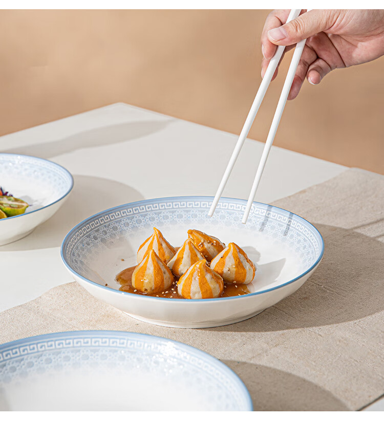 Liniyan Ceramic Rice Bowls 5-Inch Set of 4 Home Tableware Ink Blue Elegant Underglaze Color Embossed Bowl Set 9