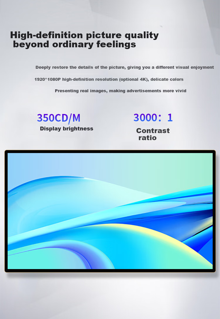 SHUGUAN 32-Inch Wall-Mounted Advertising Display, High-Definition Advertising Screen, Touch-Controlled All-In Machine, Hotel And Shopping Mall Promotional Screen, Information Publishing Display, Digital Signage, Property Price Board Display Monitor 4