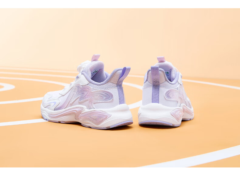 361° Kids Sports Shoes Winter 2025 Girls Toddler Lightweight Cushioning Leather Surface Knob Buckle Casual Running Shoes Purple Size 30 9