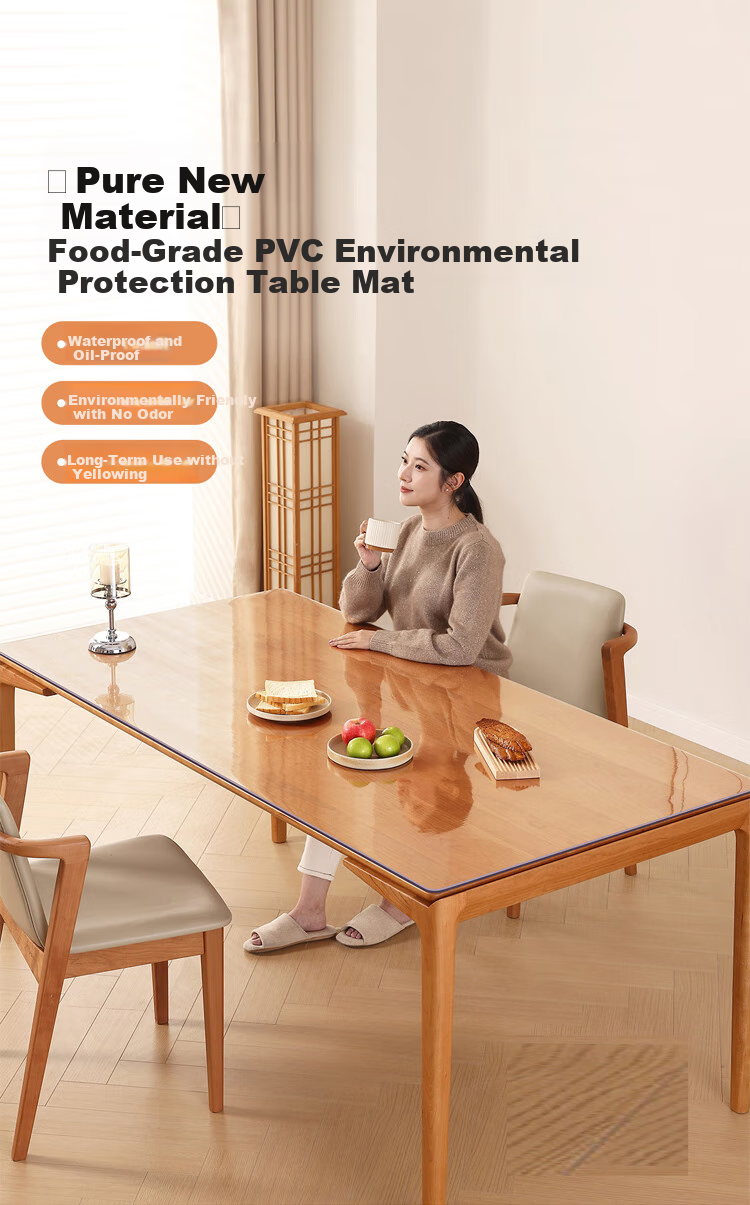 MINJU Tablecloth, Soft Glass Odorless Thickened PVC Dining Table Mat, Waterproof And Oil-Proof Crystal Plate, Customizable Coffee Table Mat, 60*120cm 1
