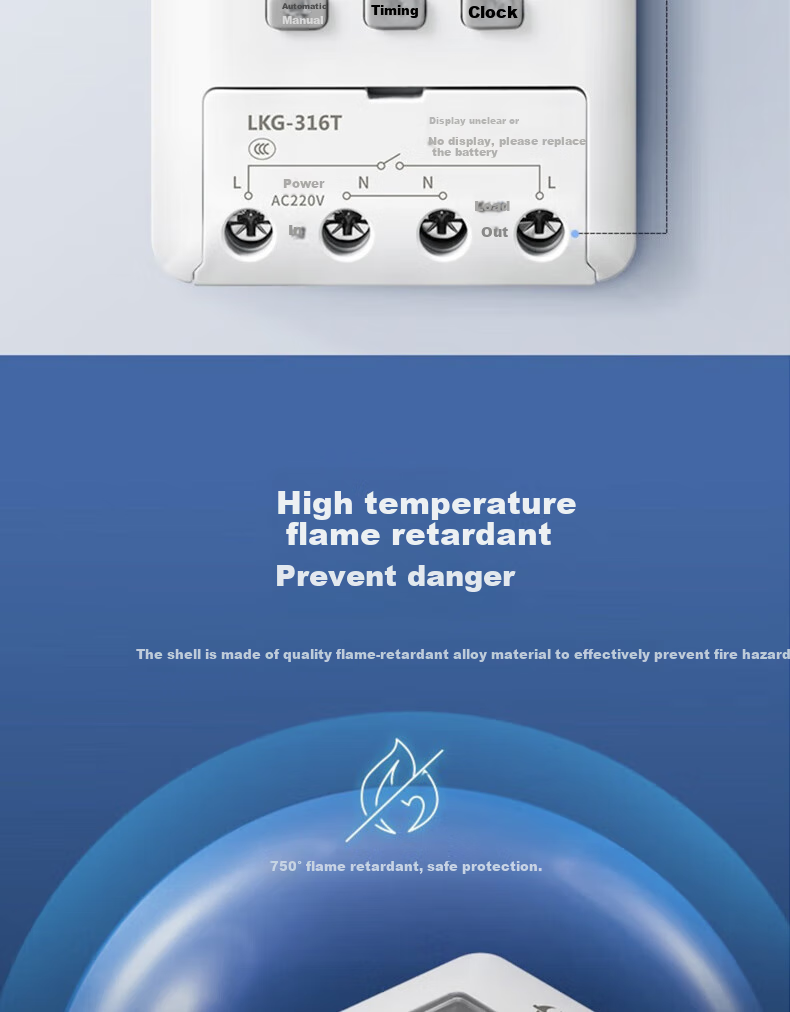 BULL Time Control Switch LKG-316T AC220V Suitable for Schools, Parking Lots, Shop Doors, Convenient Timed Control 9