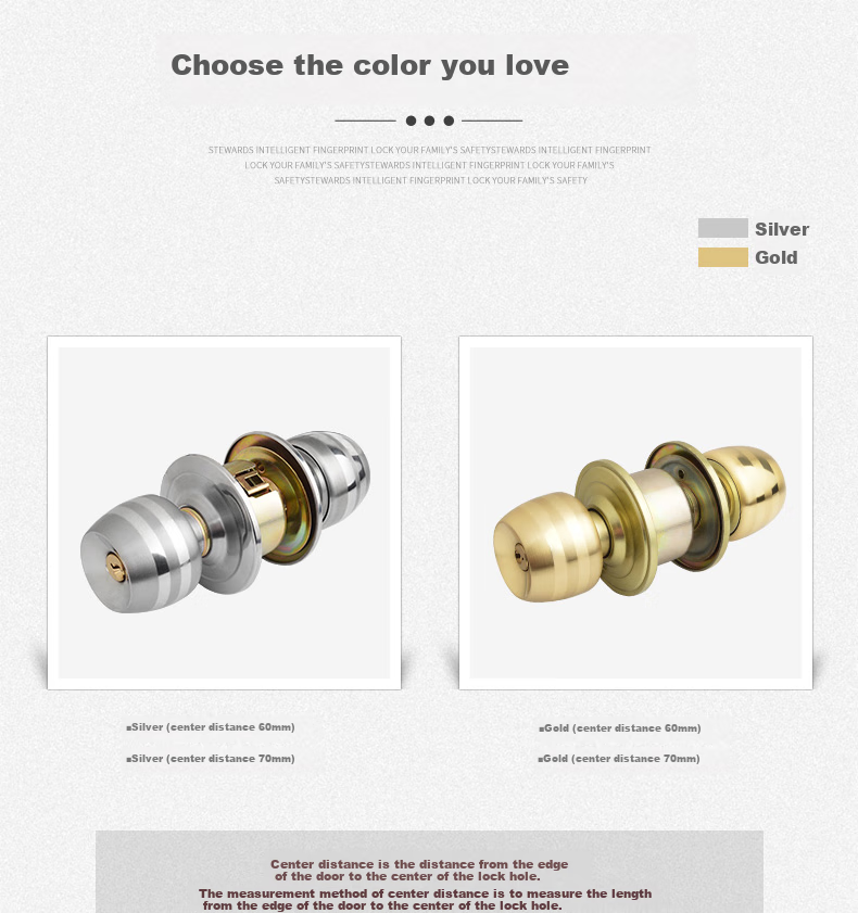 HOTUN Spherical Lock, Interior Door Lock, Round Lock, Old-Style Wooden Door Ball Lock, 5831 Medium-Sized Double Lock Body, Rental Apartment 3
