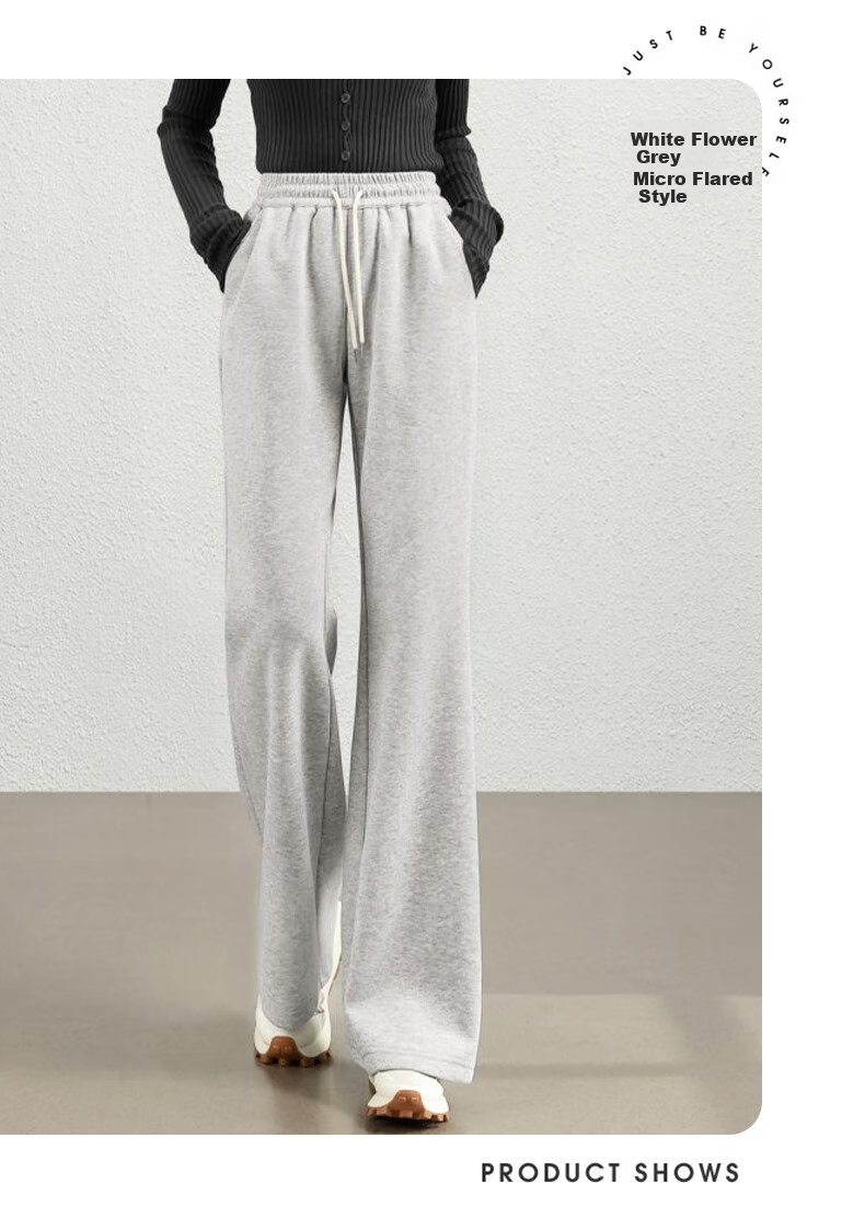 Jeanswest Women's Summer High-Waist Draped Drawstring Loose American-Style Sporty Curved Wide-Leg Pants Black M 21