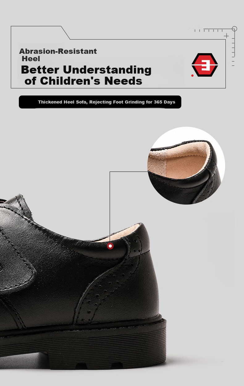 Aokang Boys' Leather Shoes, Black Soft-Soled Performance Shoes, Spring And Autumn New Style Children's Shoes, British Style Genuine Leather Performance Shoes for Older Childre 2