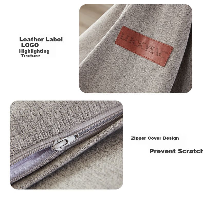 LUCKYSAC Lazy Bean Bag Sofa, Single-Person Fabric Sofa for Living Room, Bedroom, Balcony, Flagship Model in Warm Gray 24