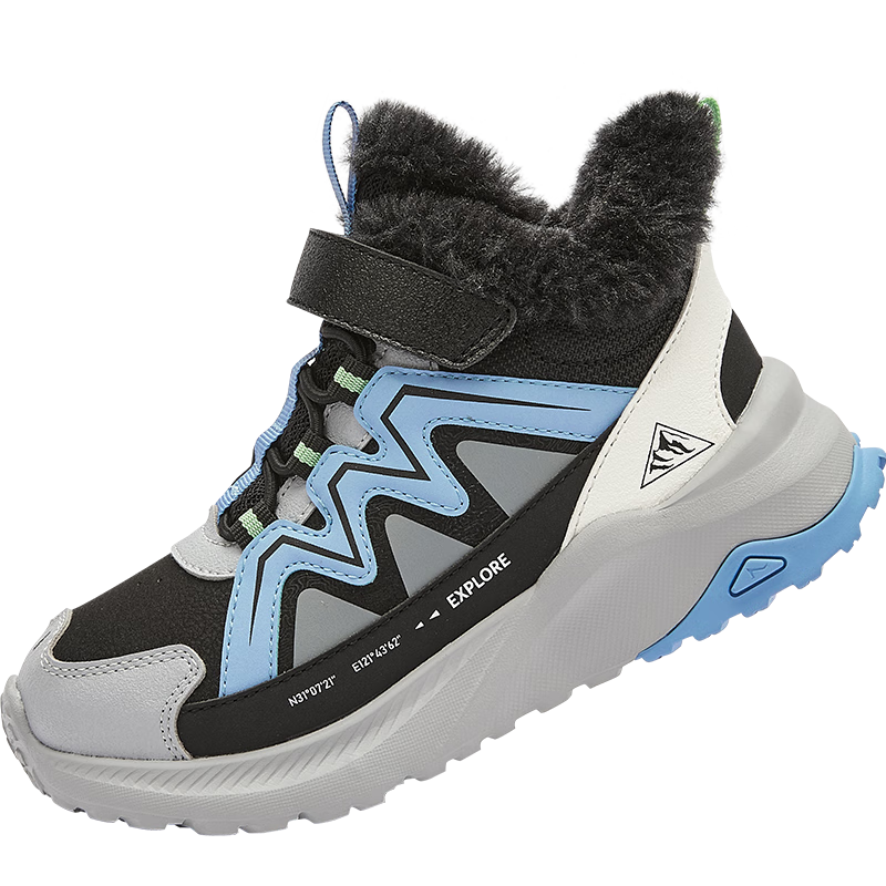 Balabala Kids Sports Boots High-top Fleece-lined Outdoor Shoes for Boys and Girls 2025 Winter Non-slip Trendy Sneakers