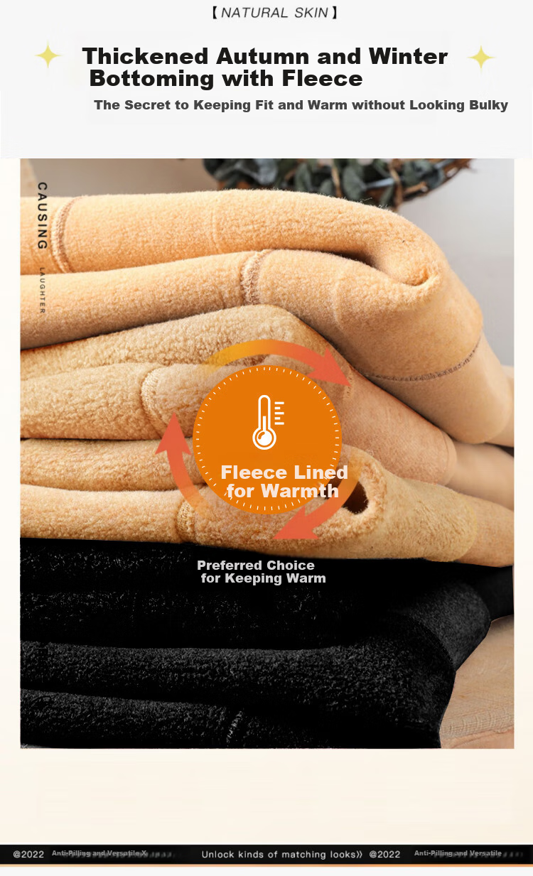 LangSha Women's Leggings for Outdoor Wear, Bare-Leg Effect, Spring Autumn Winter Fleece-Lined Thick Warm Cotton Pants Socks, Two Pairs of Thick Autumn Pants 2