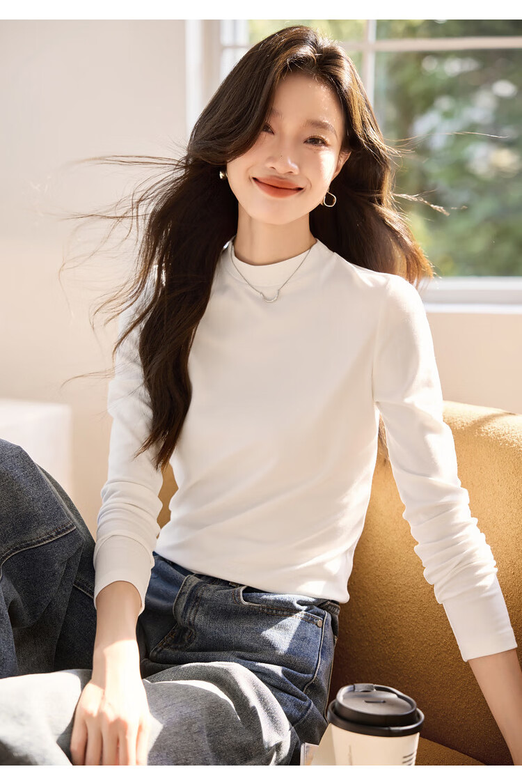 Woodpecker Women's Long Sleeve T-Shirt Autumn Pure Cotton Slim Fit White 2XL 1