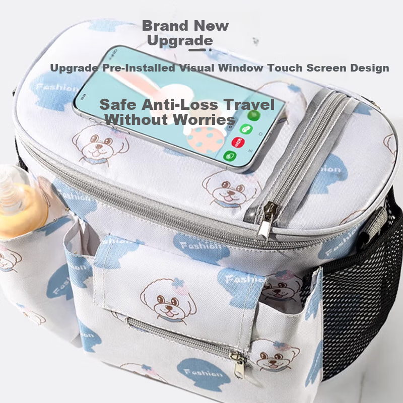 9I9 Baby Stroller Organizer Bag, Mommy Bag, Toddler Car Storage Pouch, Large Capacity Cartoon Design with Touchscreen Function for Outdoor Use