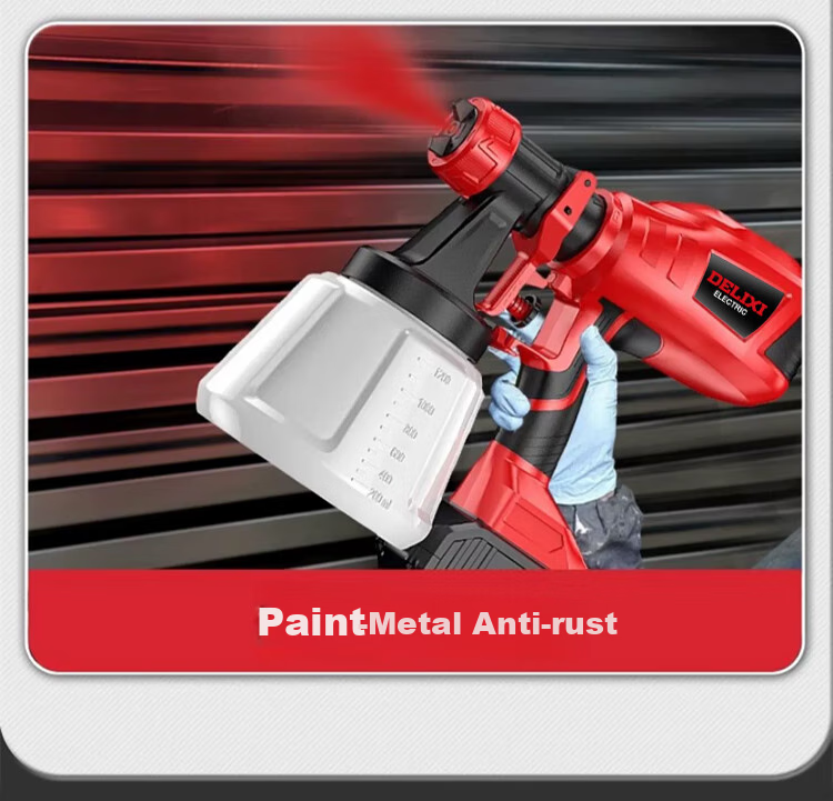 DELIXI Electric Paint Sprayer, Lithium Battery-Powered Paint Gun, High Atomization Spray Pot, Latex Paint Tool, Spraying Machine, Plug-In Model 6