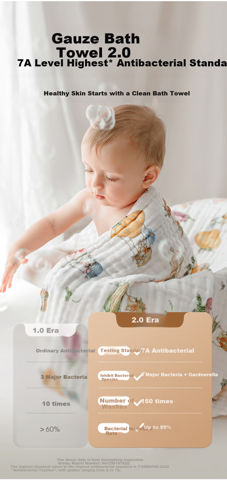 EMXEE Baby Gauze Bath Towel, Class A Pure Cotton Children's Bath Towel, Newborn Bath Towel, Bubble Island, 105*105cm 5
