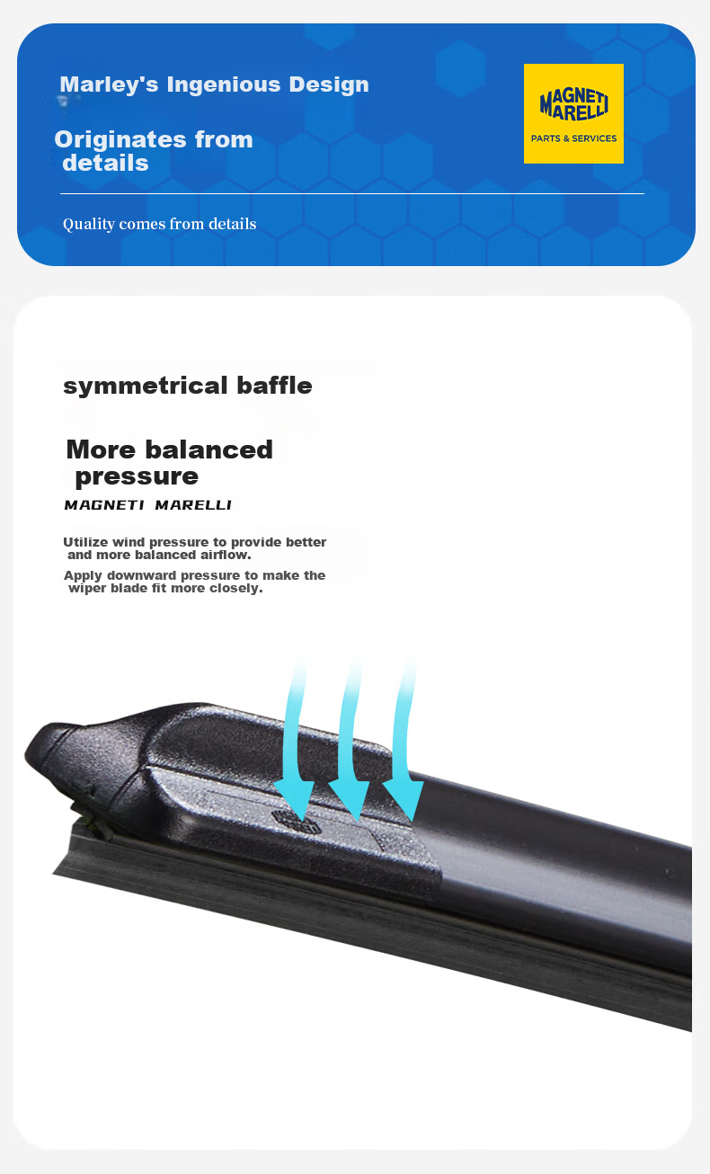 MAGNETI MARELLI Car Windshield Wipers, Quiet And Wear-Resistant Natural Rubber, Compatible with WEY VV7, All Years, 1 Pair 9