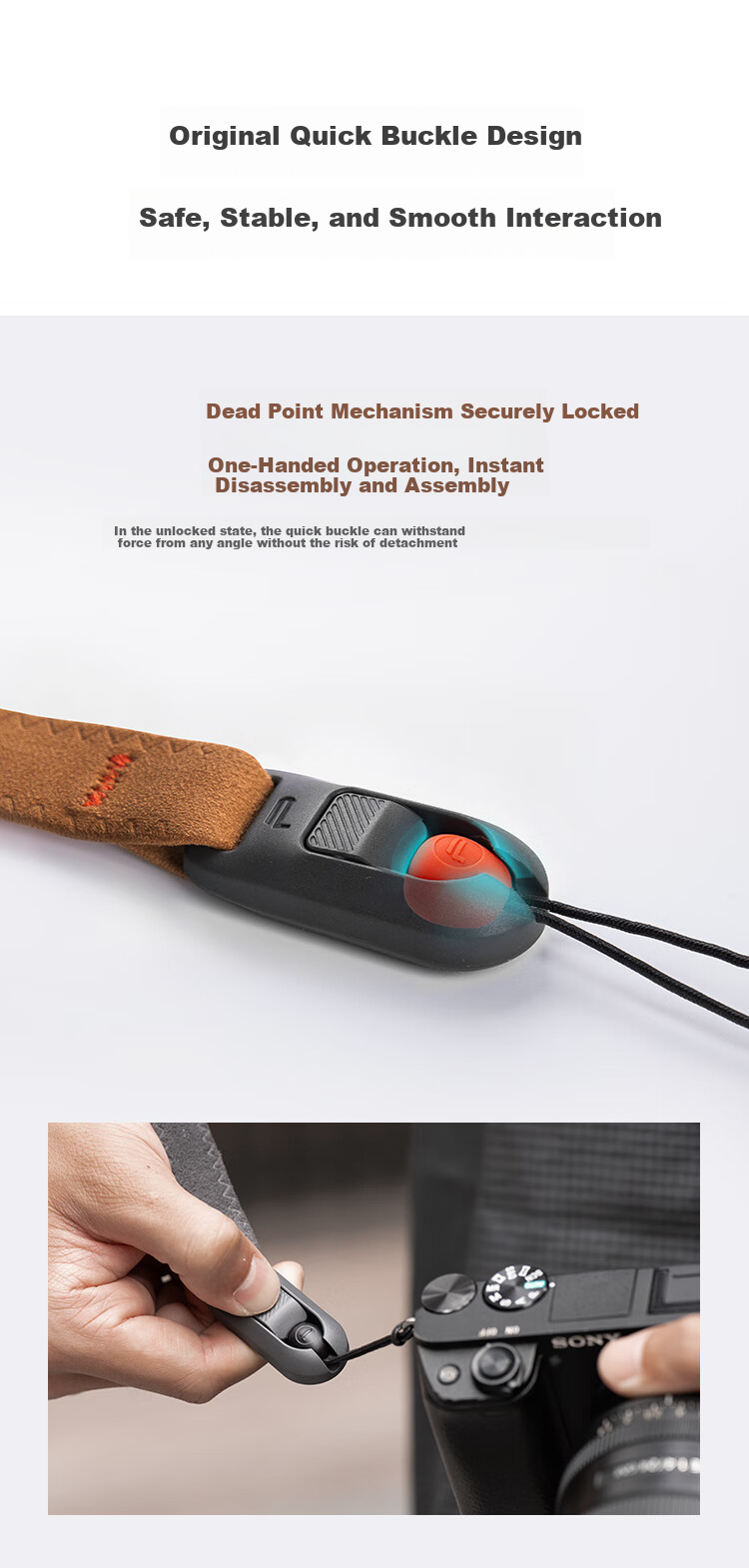 PGYTECH Camera Wrist Strap Air, Quick Release Lanyard for Mirrorless Cameras, Dandelion Camera Wrist Strap with Quick Release Buckle, Magnetic Quick Release, Suitable for Sony, Canon, Fuji, Oak Gray 3