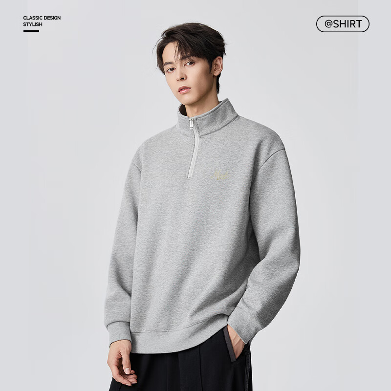 Mark Fairwhale Half-Zip Stand Collar Sweatshirt Men Autumn Winter 2025 New Wrinkle-Resistant Commuter Long Sleeve Jacket Black M