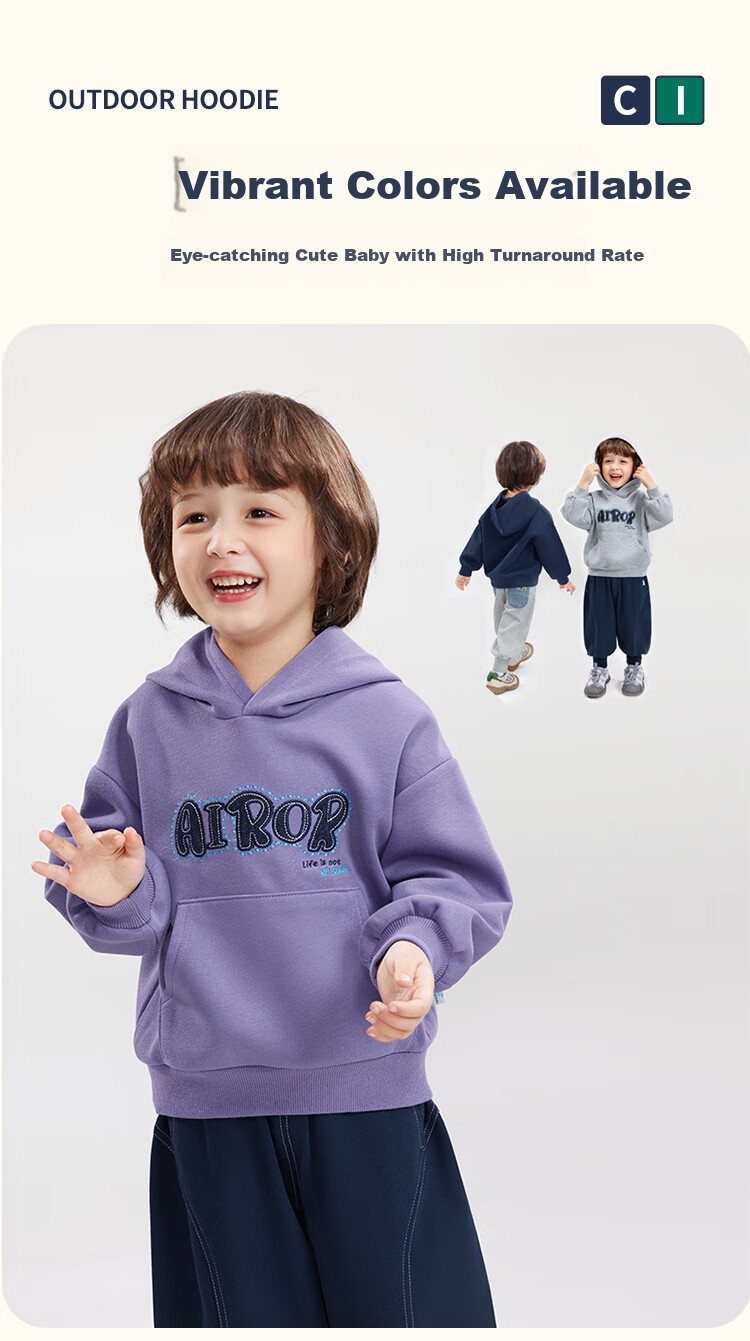 Ciciibear Boys' Hooded Sweatshirt, 2024 New Style, Children's Casual Autumn Wear, Baby Loose-Fitting Pullover for Fall And Winter, Trendy 6