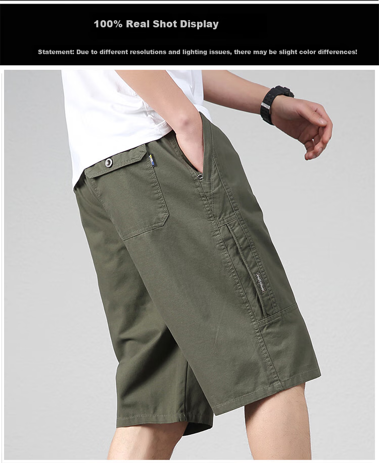 RED DRAGONFLY Men's Summer Pure Cotton Workwear Comfortable and Breathable Seven-Point Sports Shorts Black 4XL 3