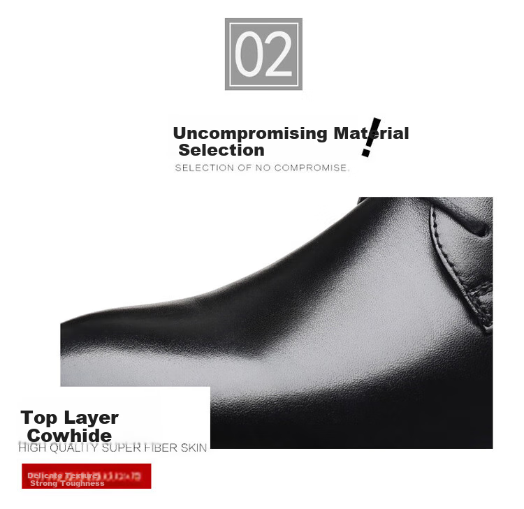 LAORENTOU Men's Leather Shoes, Business Formal Shoes, Top-Layer Cowhide Breathable Lace-Up Wedding Shoes, Men's Leather Shoes, 110199 Black Size 42 6