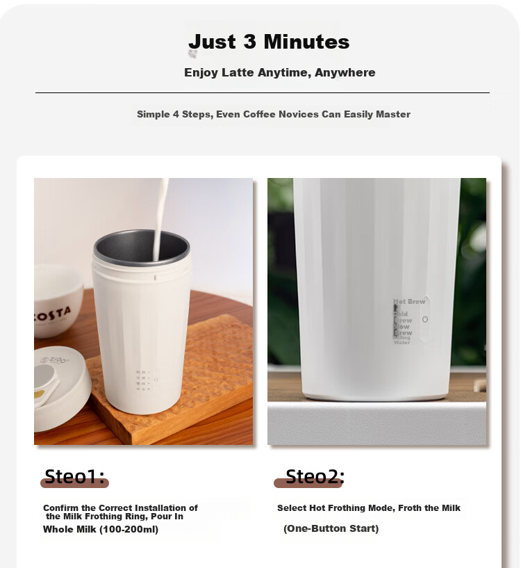 Zigo Fully Automatic Milk Frother Electric Milk Foam Maker for Latte Art And Heating Milk, Red 4