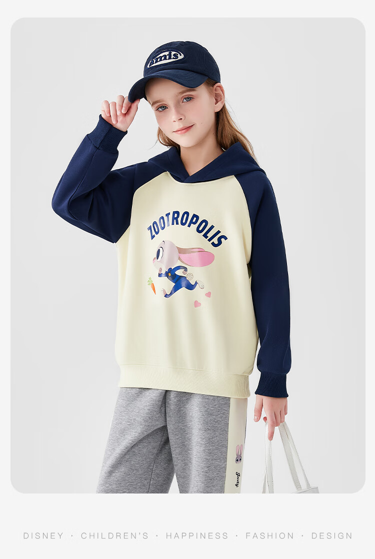 Disney Girls' Spring Hooded Sweatshirt Zootopia Stylish Children's Top Baby Spring Clothes ZL160039 Navy 130 11