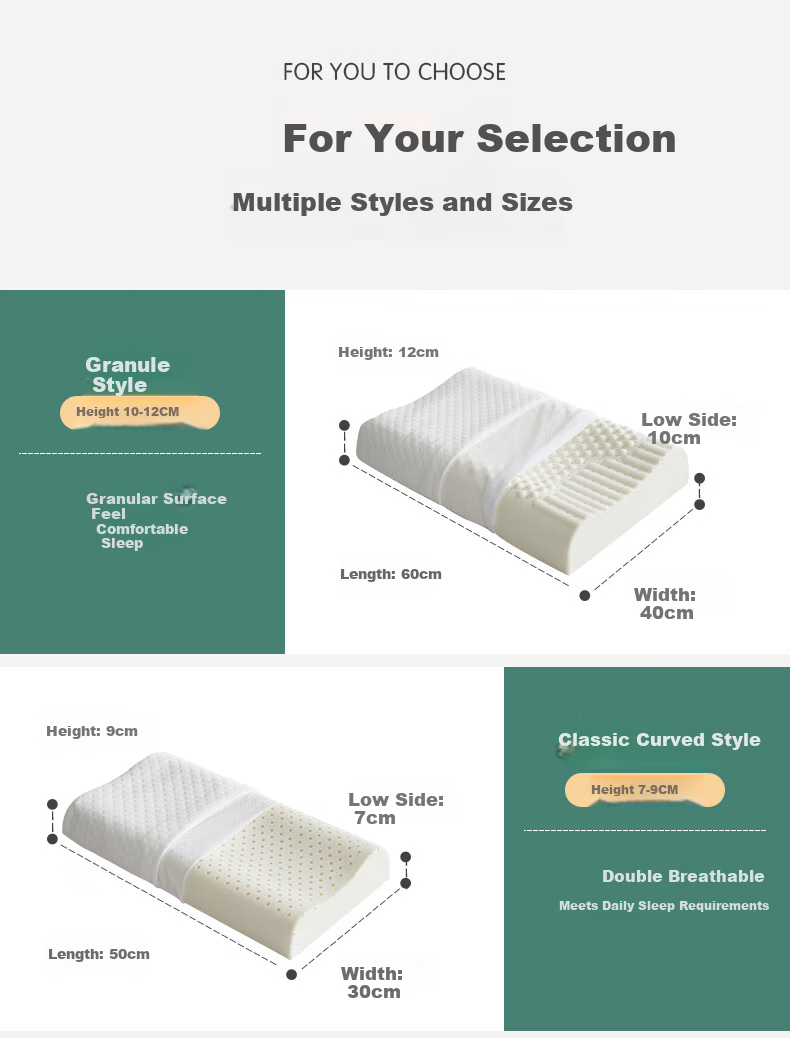 BEYOND Home Textile Latex Pillow, Thai Curved Cervical Pillow Core, Student Pillow, Single Pack, 50*30*9/7cm 10