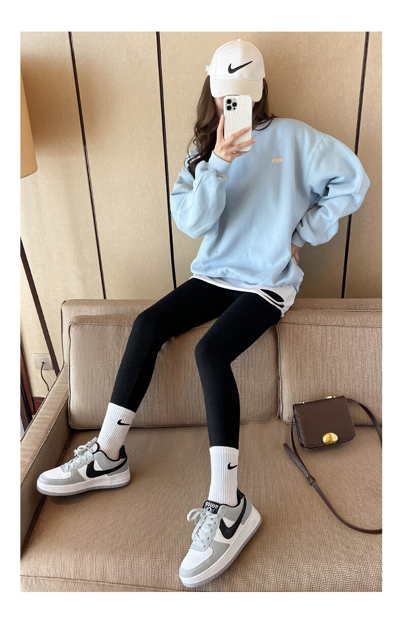 LangSha Women's Autumn Fleece-Lined Slim Fit High Waist Stretchy Sports Leggings Dark Gray 8