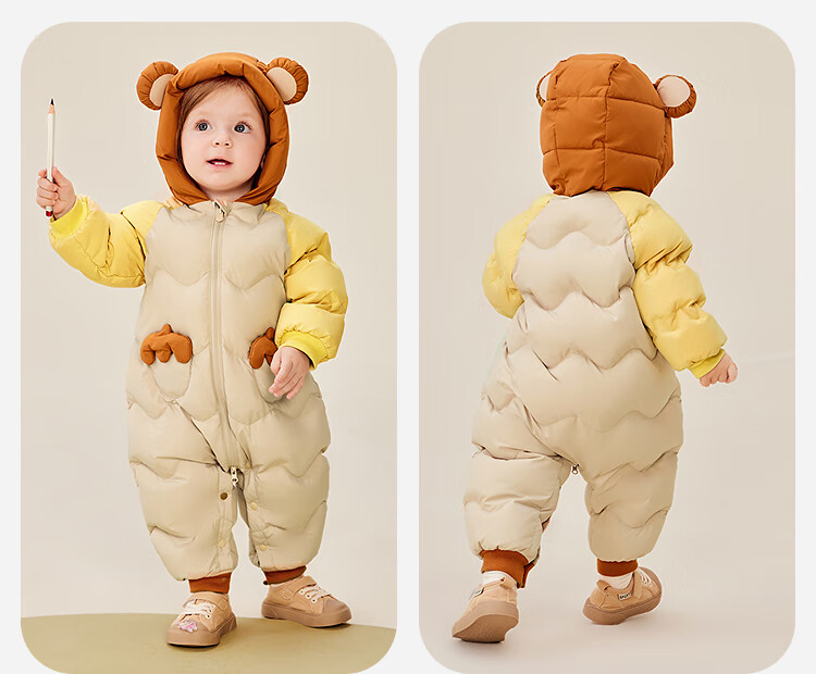 Minibala Bala Waterproof Down Jumpsuit Baby Clothes Bear Romper Boys Girls Thickened Down Onesie 3