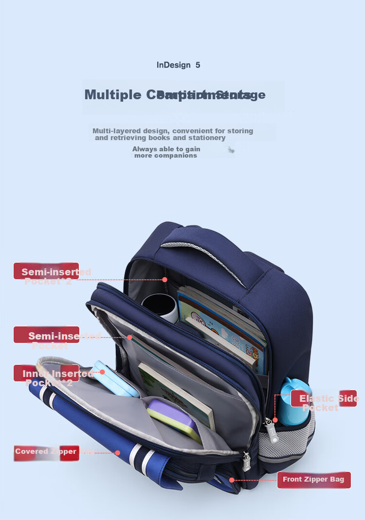 POLO Backpack for Primary School Students, Grades 1-3 And 6, Large Capacity Lightweight Reduced Burden Backpack for Boys And Girls 10